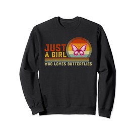 Just a Girl Who Loves Butterflies Cute Butterfly Graphic Sweatshirt