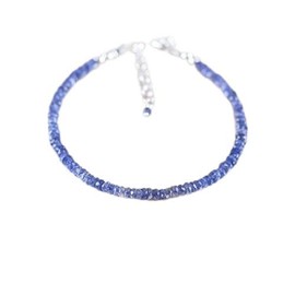 LKBEADS iolite 3 mm rondelle shape faceted cut gemstone beads, 7 inch adjustable stacking bracelet with silver plated lock for unisex. #Code- LCBR-3645, Stone Sterling Silver Metal, Iolite