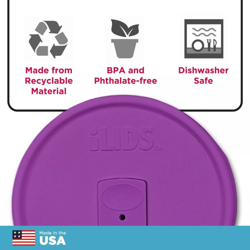 iLIDS Mason Jar Drink Lid, Wide Mouth, Mulberry, Pack of