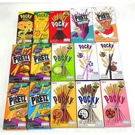 Pocky Biscuit Stick & Pretz Biscuit Stick 15 Flavor Variety Pack (Pack of 15)