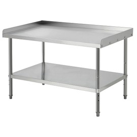 ExploreHorizon Equipment Grill Stand Table 48x30x30 Inch Stainless Steel NSF Certified 400 Lbs Capacity with Adjustable Legs, 2" Edge Baffle, for Hotel, Home, Commercial Restaurant Kitchen