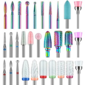 30Pcs Nail Drill Bits Set Ceramic Diamond Bits for Safety Removal(3 Cases)