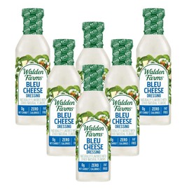 Walden Farms Bleu Cheese Dressing - Calorie-Free, Gluten-Free, Low Carb, Keto-Friendly, Sugar-Free, Rich Bleu Cheese Flavor - 6 Pack Value Pack, 12 oz Bottles