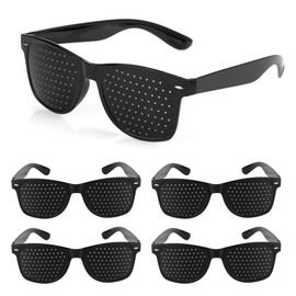 YiliYa Pack of 5 Eye Trainer Hole Glasses, Grid Glasses for Eye Training, Black Grid Glasses, Pinhole Glasses, Grid Glasses with Foldable for Eye Relaxation Training