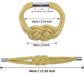 HedongHexi 2 Pack Magnetic Curtain Tiebacks, Hand Weave Rope Knot Decorative Curtain Holdbacks for Home & Office Thin Window Drapery (Gold,2P)