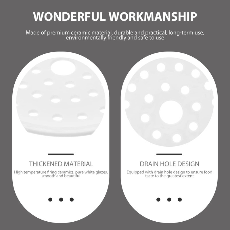 YARDWE Ceramic Steamer Plate Vegetable Steamer Dish Dumpling Plates Tray