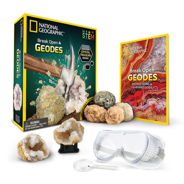 NATIONAL GEOGRAPHIC Break Open 4 Geodes Science Kit – Includes