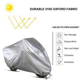 ANFTOP Waterproof Motorcycle Cover XL Winterproof Motorcycle Tarpaulin with Heavy Duty 210D Durable and Tear-Resistant