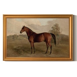 ARPEOTCY Large Gold Framed Canvas Wall Art, 24x36 Inch, Vintage Horse Art Prints, Farmhouse Retro Decor for Living Dining Room Hallway, Rustic Country Cottage Decor