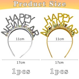 FFDHWU 2 Pcs Happy New Year Headbands, Headband Decoration For Women, Lettering Fashion Headbands, New Year Accessories, New Year Party Headbands, Hairstyle Decoration
