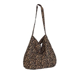 Eclairage Women's Tote Bag, Leopard Pattern, Casual, Shopping, School, A4 Size, For Shopping, Street, Shoulder Bag, Ultra Lightweight, Thin, Large Capacity, Eco Bag, Braun