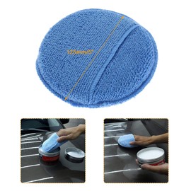 Microfiber Wax Applicator, Ultra-Soft Microfiber Wax Applicator Pads with Finger Pocket Wax Applicator for Cars Wax Applicator Foam Sponge (Blue, 5" Diameter, Pack of 10)