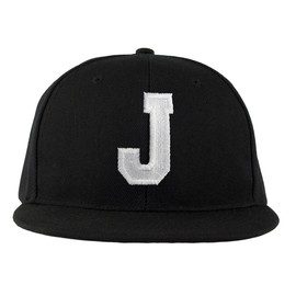 4sold ABC Letter Snapback Cap in black/White with letters A to Z (J)