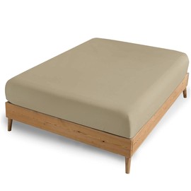 AMEHA Super King Fitted Sheet - Beige Bed Sheets Extra Deep Pocket 16 inch (40 cm) made of Soft Brushed Microfiber for Super King Bed – Easy Care Shrinkage and Fade Resistant