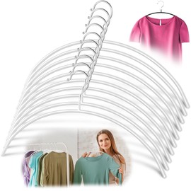 Clothes Hangers - 10 Pack, White - Solid Premium Steel Iron Clothing Hangers - Non-Slip No Shoulder Bumps w/Grippy Coating - Sleek, Slim Rounded Hangers - Space Saving Hanger Solution - by Zoe Deco