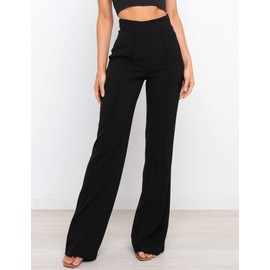 Kocowoo Women's Causal High Waisted Wide Leg Pants, Bootcut Dress Pants for Women, Work Pants with Pockets for Women Office Dark Black