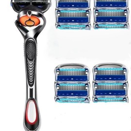 Manual Razor Set 1 Count Razor Holder with Replaceable Heads Men's Beard Shaver Beard RazorShaving Tool for Men Daily foil shaver:_1 tool holder +8+tool heads