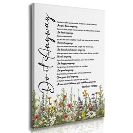 Nitelat Inspirational Motivational Wall Art Decor - Do It Anyway Mother Teresa Quotes Canvas Wall Art Decor For Home Office, Inspirational Motivational Decorations 11x15 Inch