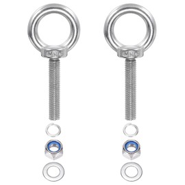 PATIKIL M10 x 50mm Lifting Shoulder Eye Bolt, 2Pcs 304 Stainless Steel Lifting Ring Threaded Eyebolt with Nuts Washers for Hanging Hammocks Articles