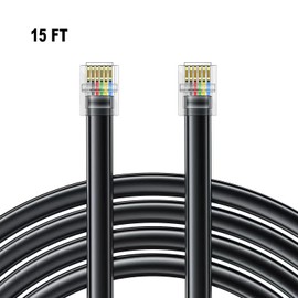 Jozzai 15FT - 4Pack RJ12 Phone Cable 6P6C, Male to Male Straight Wired for Both Data and Voice Signal Transmission for Telephone Cord, Fax, DSL Modem, Printer, Radio
