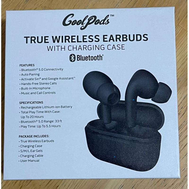 Cool Pods White Matte True Wireless Earbuds with Charging Case