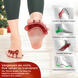 Tech Love Zehenspreizer für alle Zehen,Silikon Zehentrenner für Hallux valgus Korrekte,Yoga-Übungen, Fußausrichtung Zehenstrecker Rot