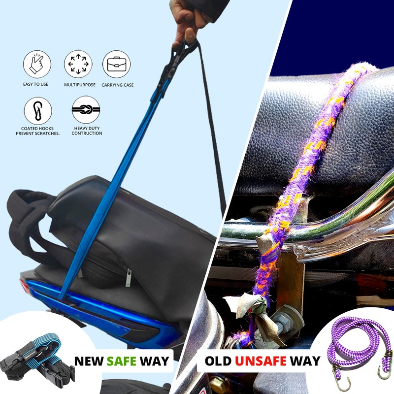 Grand PitStop Motorcycle Luggage Straps 22"-68" Adjustable Stretch Strap- Set