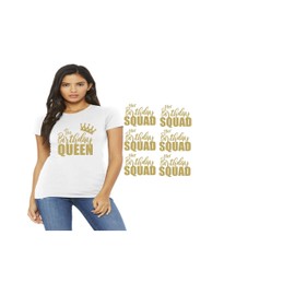 SEC Apparel Birthday Squad Iron on transfers, Decal for Shirts, Decorations and More (7 pcs (Queen + 6 Squad), Youth)