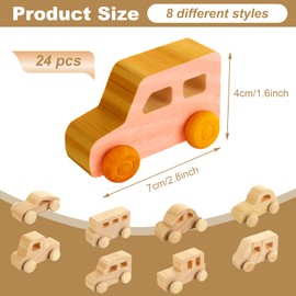 SHUESS 24 Packs Wooden DIY Toy Cars Wooden Cars to Paint, Unfinished Wooden Cars Crafts for Students Home Activities, Easy Woodworking and Family Time Set