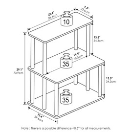 Furinno Turn-N-Tube 3-Tier Toolless Multipurpose Printer Stand Display Storage Shelf, Americano/Black