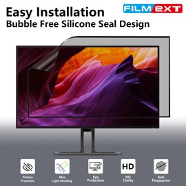 FILMEXT [2 Pack Removable 24 Inch Computer Privacy Screen Filter for 16:9 All-in-One Desktop/Frameless Monitor - Blue Light UV Blocking Privacy Shield for Thin Bezel Computer
