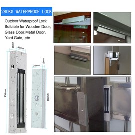 jasugKEY IP67 Waterproof 280KG(617lbs) Holding Force Electric Magnetic Lock, DC12V Fail Safe Electromagnet Lock, Access Control Single Door Locks with ZL Bracket, Can Work Outside
