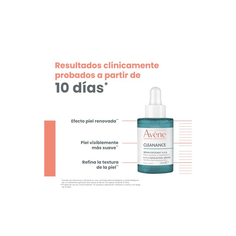 Avene Cleanance Serum Facial Exfoliante AHA Piel Grasa, 30ml
