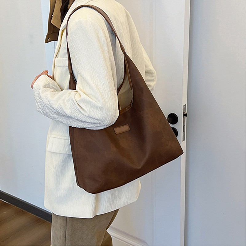 Shoulder Bag for Women Soft PU Leather Minimalistic Top Handle