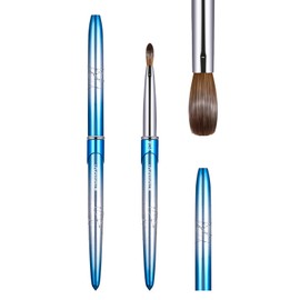 Acrylic Nail Brush Size 4,KEMEISI 100% Pure Kolinsky Nail Art Brushes Sturdy Handle Oval Shaped Acrylic Powder Nail Design Tools for Professional Manicure DIY Home Salon (Blue Gradient)