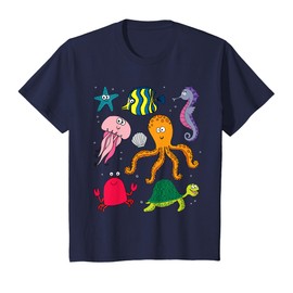 Beach Sea Creatures Ocean Animals Turtle Octopus Fish Girls T-Shirt