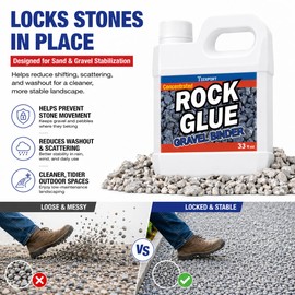 Teexpert Rock Glue for Landscaping, Concentrated Gravel Glue for Pea Gravel, Decorative Stone & Pebbles, Landscape Adhesive for Garden Paths, Slopes & Between Pavers, 33oz