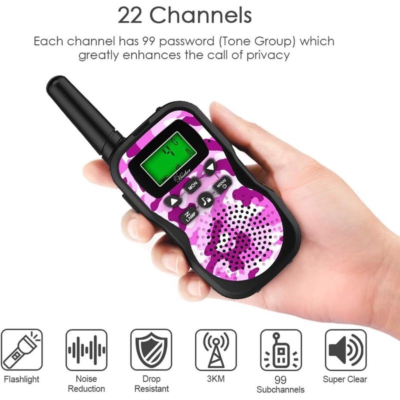 Huaker Kids Walkie Talkies,3 Pack 22 Channels 2 Way Radio