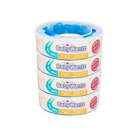 BabyWantz Premium Diaper Pail Refill Bags Compatible with Diaper Genie Pails - 4 Pack - Holds up to 1080 Newborn Diapers