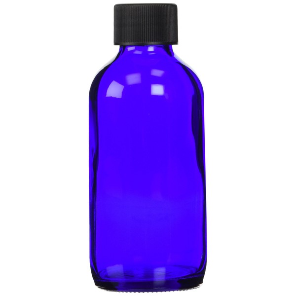 Cobalt Blue Boston Round Bottle with Cap - 4 oz, 6 ct