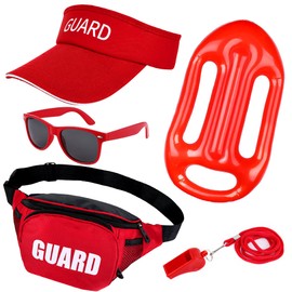 Goenb Guard Costume Set, Guard Visor Fanny Pack Sunglasses Floats Whistle Guard Costume Props for Men Women (SBL-CA-Guard)