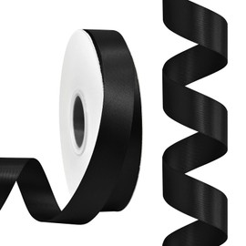 Rilisili Black Satin Ribbon 7/8 Inch 50 Yards Double Faced Polyester Satin Ribbons for Gift Wrapping DIY Crafts Weddings Invitations Flower Bouquet Bow Making Home Decor Sewing
