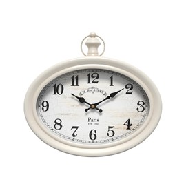 Ddysins Retro Oval Wall Clock. White Vintage Antique Style. Battery Operated Silent Wall Clocks for Farmhouse, Living Room,Kitchen,Bedroom,Bathroom (10.5" H x 11.3" W)