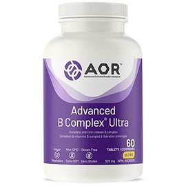 AOR AOR Advanced B Complex Ultra 525mg, 60 Vegan Tablets 60-Days Supply - Time-Release Folic Acid, Choline, B1, B2, B3, B5, B6, B12 (Methylcobalamin) & Inositol - Supports Energy, Focus and Mental Clarity