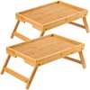 Pipishell Bamboo Bed Breakfast Tray with Foldable Legs, Handles, Ideal