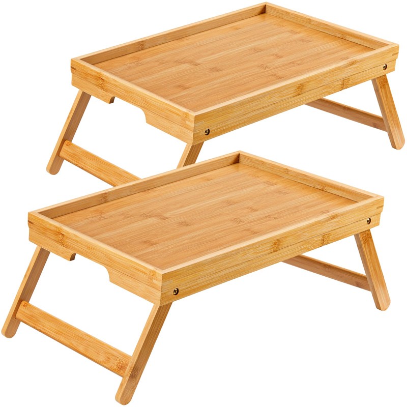 Pipishell Bamboo Bed Breakfast Tray with Foldable Legs, Handles, Ideal