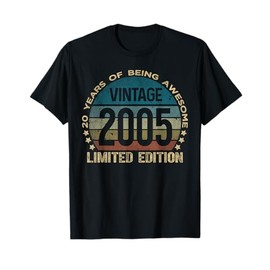 20 Year Old Gifts Vintage 2005 Limited Edition 20th Birthday T-Shirt
