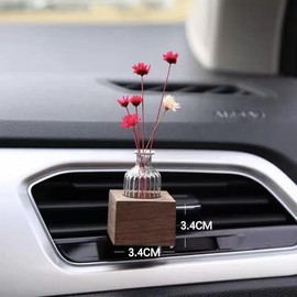 Elifemona Car Vase Vent Clip, Car Vent Propagation, Car General Parts Clips to Any Vent, Mini Car Flower Vase Vent Clip Glass Tube, Car Charm Clip for Air Vent Charm Auto Interior Wooden