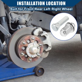 Hihaha No.90942-02049/90942-01058 M12-1.5 Wheel Stud Bolts for Lexus for Toyota for Scion/Front Rear Left Right Wheel Lug Stud/Alloy Steel 14.20mm Knurl 21mm Hex/ 1 Set Silver Tone