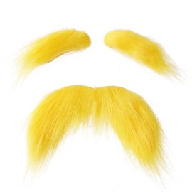 VIGUEUR Yellow Mustache and Eyebrows - Fake Beard Party Favors Cosplay Costume Accessories for Adults